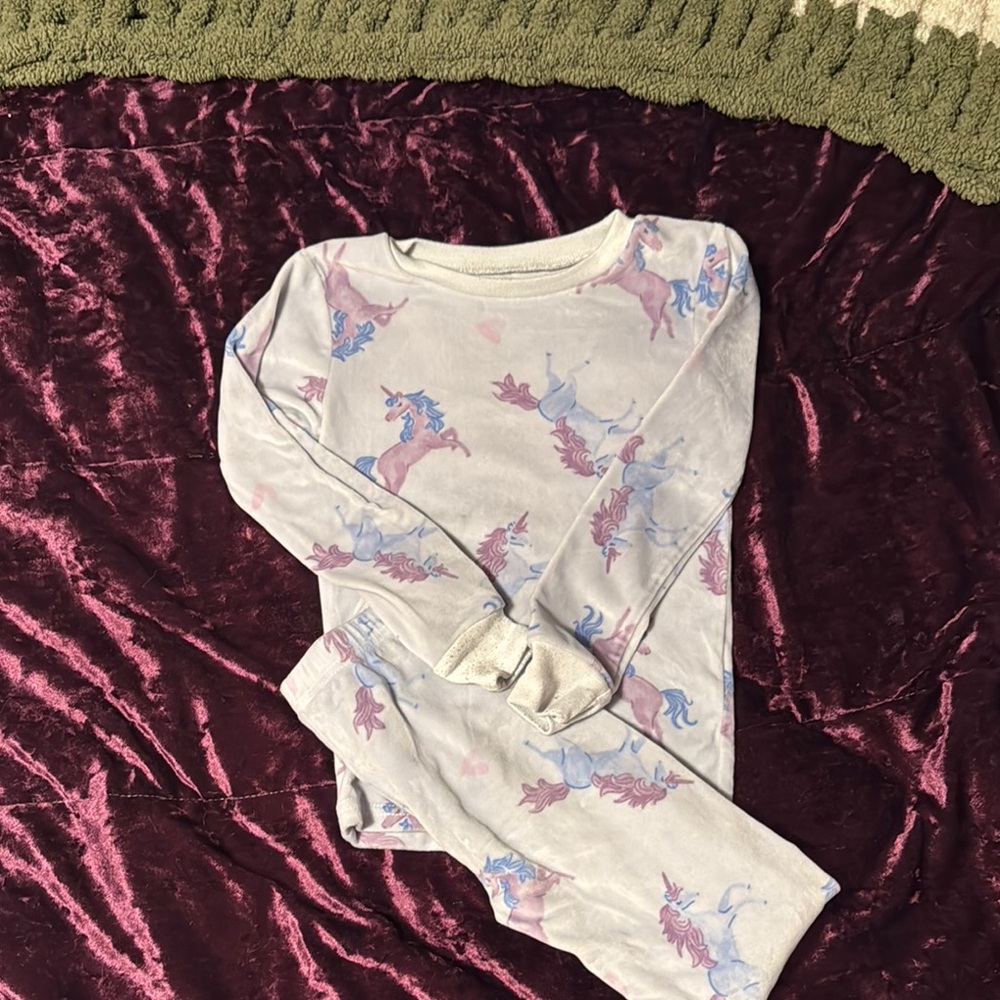 Carter's White and Pink Pajama Set with Unicorns